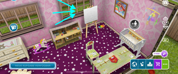 Sozialaufgabe bei Sims Free Play :“Malen üben“ bei einem Nachbarn, aber