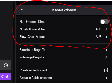 Wie kann ich im Twitch Chat einstellen wer mir schreiben kann bzw. dass