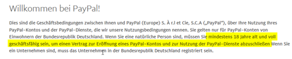  - (Geld, Bank, PayPal)