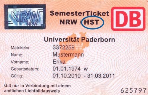 Semesterticket Uni PB - (Bahn, Bus, Zug)
