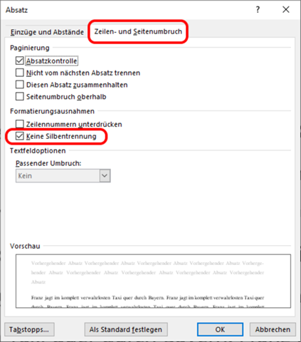 Ausschaltung Der Silbentrennung Bei Word Computer