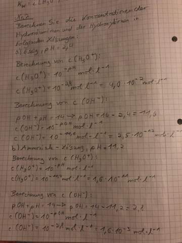 Konz Von Hydronium Und Hydroxid Ionen Ausrechnen Bei A Essig Ph 2 4 Und B Ammoniaklsg Ph 11 2 Chemie Ph Wert Konz Von Hydronium Und Hydroxid Ionen Ausrechnen Bei A Essig Ph 2 4 Und B Ammoniaklsg Ph 11 2 Chemie Ph Wert