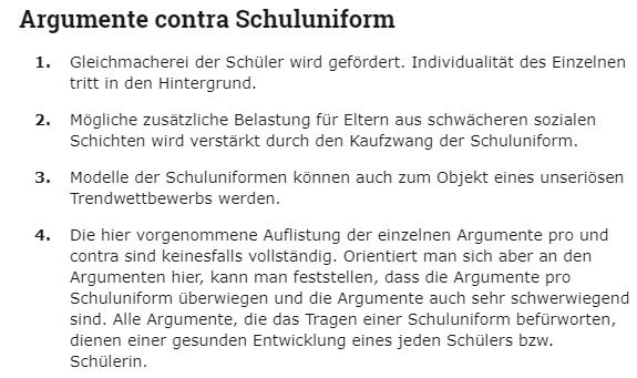 Contra Schuluniformen? (Schule, Hausaufgaben, Schuluniform)