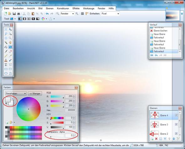 Paint.NET: Verlauf Weiß zu Transparent - (Photoshop, Bildbearbeitung, Effekte)