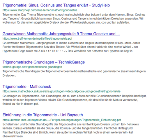  - (Schule, Mathematik, Trigonometrie)