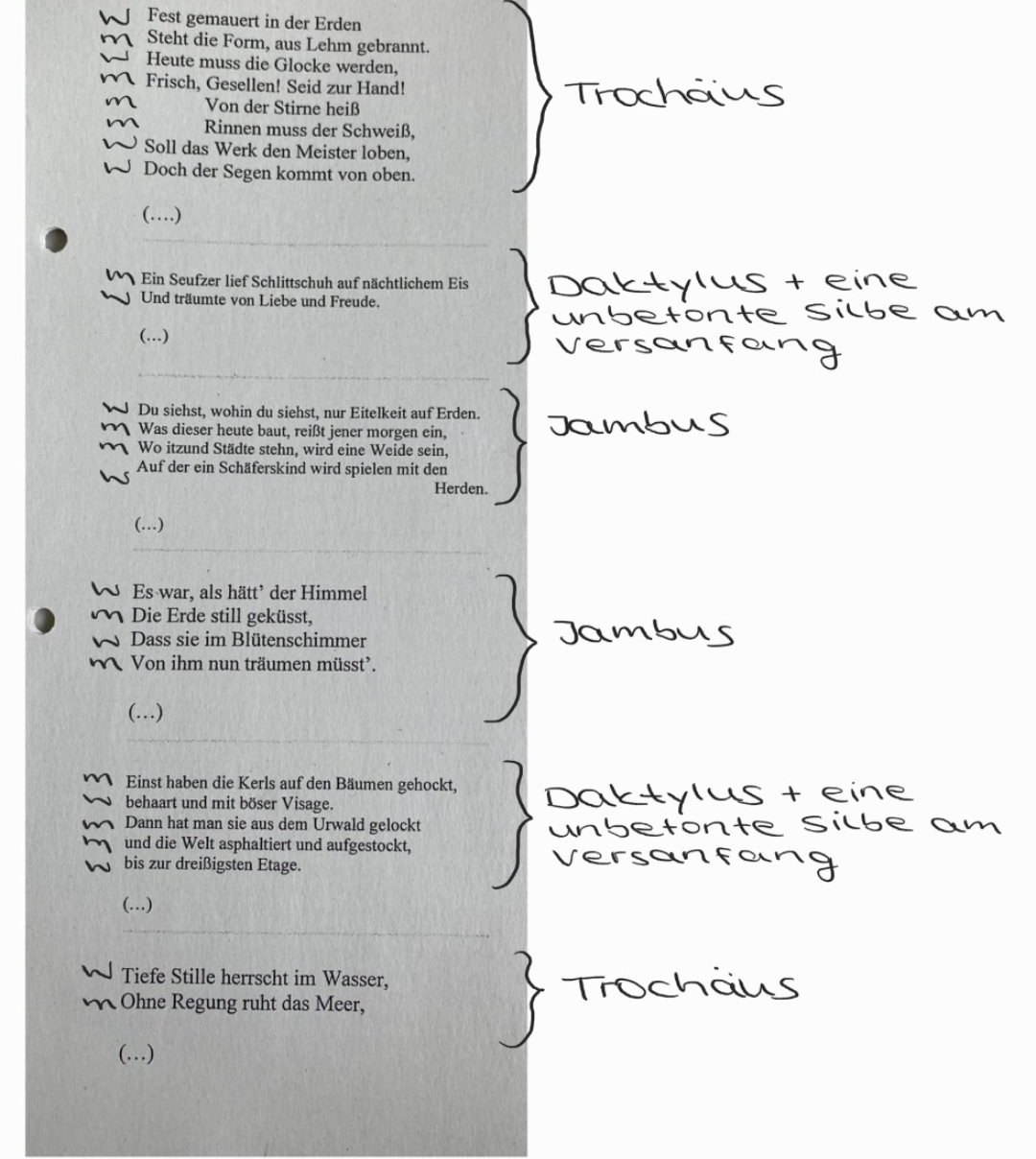 Metrum und Kadenzen? (Schule, Deutsch, Gedicht)