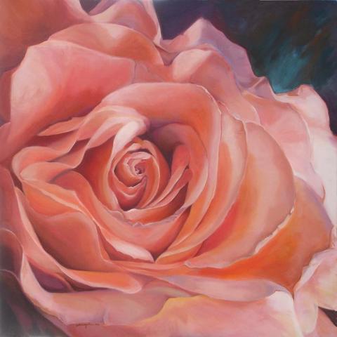 altrosa Rose in Acryl gemalt  - (Kunst, malen, Malerei)