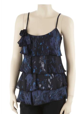 Volants Top in blau, mit vielen Rüschen - (Mädchen, Frauen, Mode)