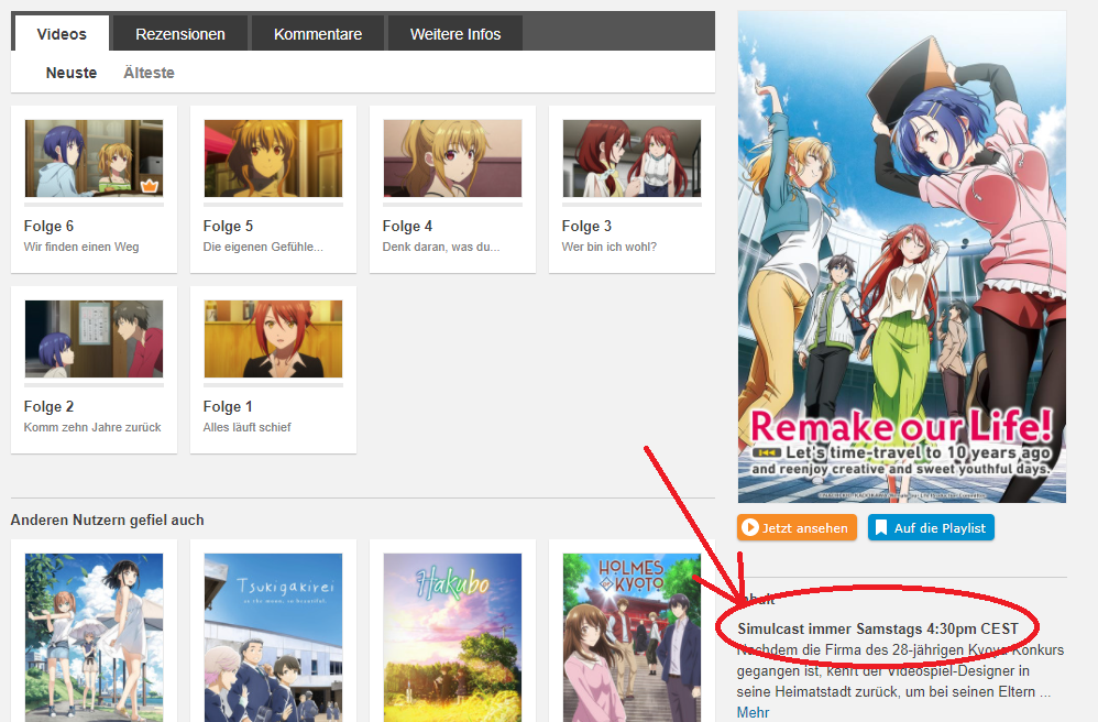 Wann kommen neue Folgen von Remake our Life? (Filme und Serien, Anime, Crunchyroll) Wann kommen neue Folgen von Remake our Life? (Filme und Serien, Anime, Crunchyroll)