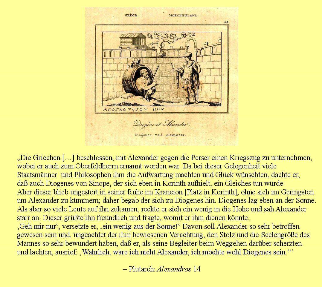 Geh Mir Aus Der Sonne Was ist an der Antwort .“Geh` mir aus der Sonne“ in der Anekdote vom
