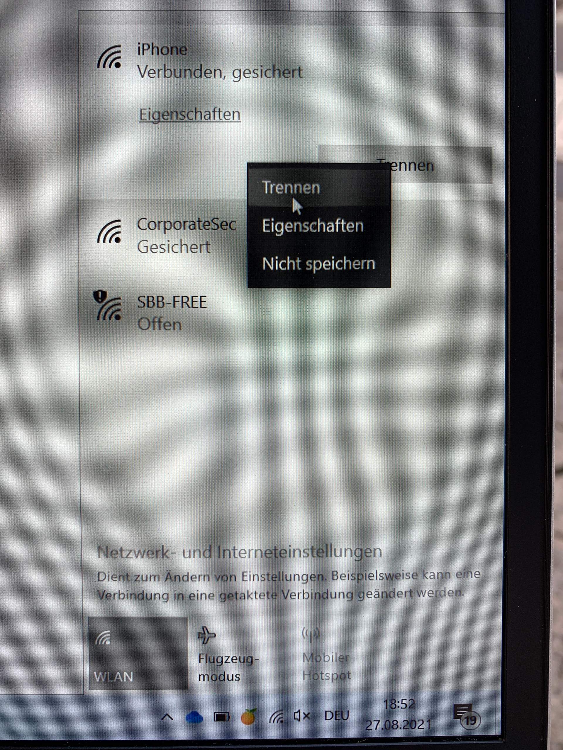Laptop verbindet sich nicht mehr mit Handy (Hotspot)? (Technik, Elektronik)