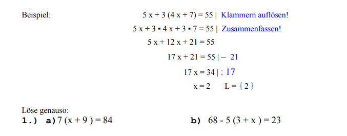 Lösen Von Gleichungen Mit Klammern Regeln zu Gleichungen mit Klammern lösen? (Schule, Mathematik)