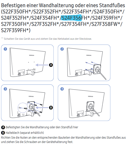 standfuss von Samsung S24F356 entfernen? (Technik, Monitor)