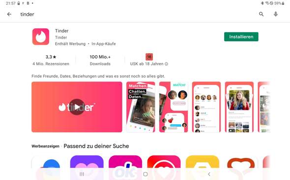 Warum kann ich tinder nicht runterladen? (Handy, Smartphone, Dating)