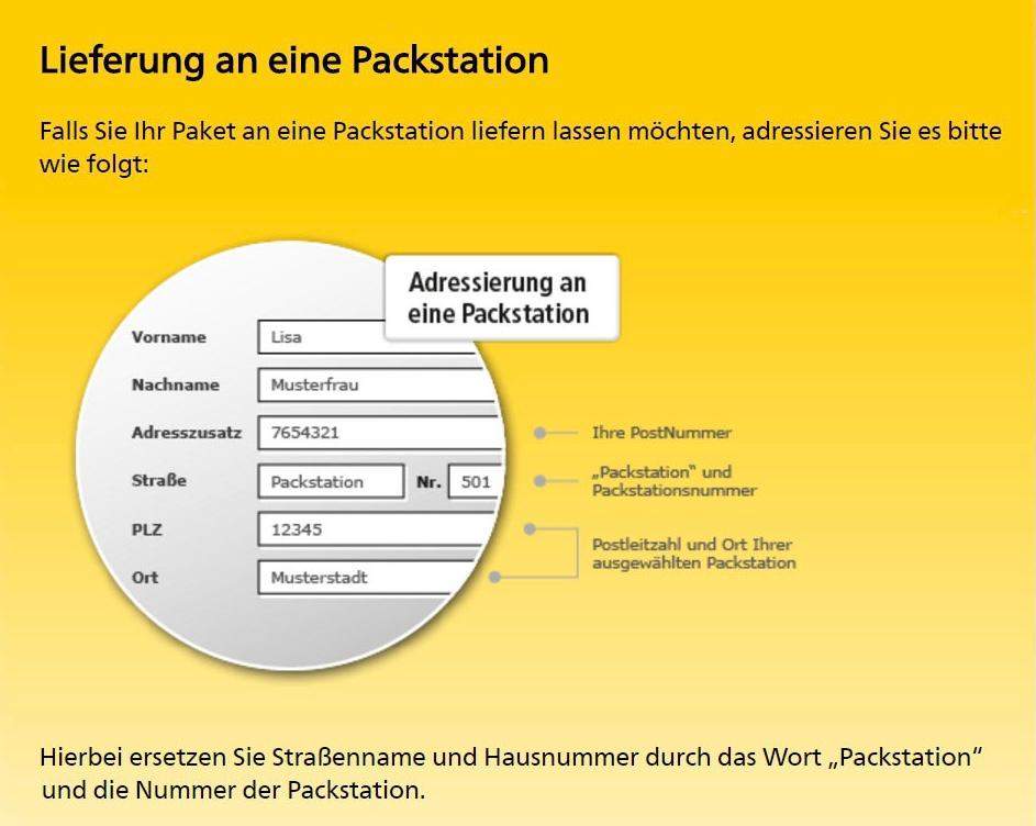 Adresse einer Packstation angeben? (Post, Versand, Paket)