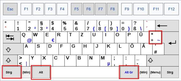 Wie mache ich das Zeichen ~ an der Tastatur? (Computer, Technik, PC)