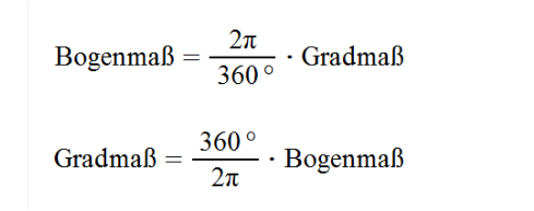 wie hängt Bogenmaß mit Gradmaß zusammen? (Schule, Mathematik)