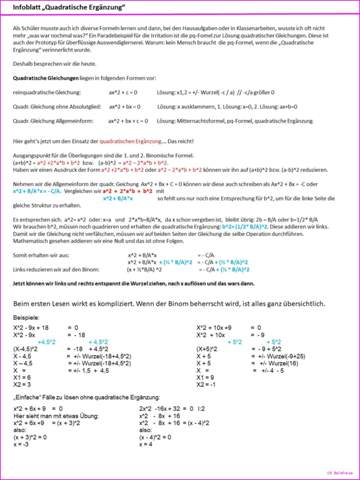  - (Schule, Mathematik, pq-Formel)
