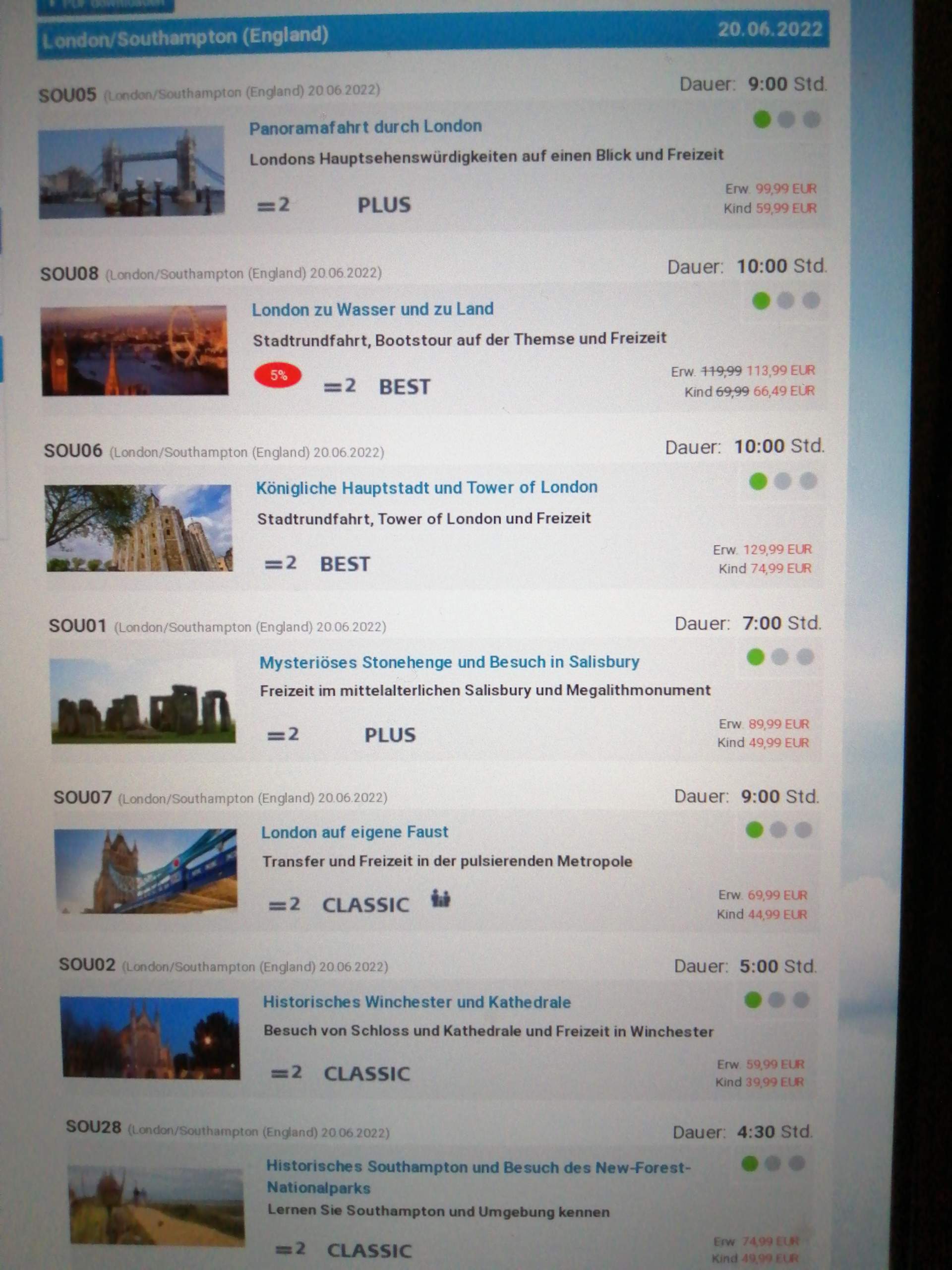 Aida London Ausflug preise? (Reisen und Urlaub)