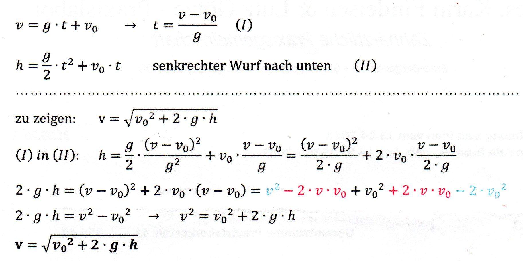 Physik Formel Herleiten? (Schule, Mathematik, Freier Fall)