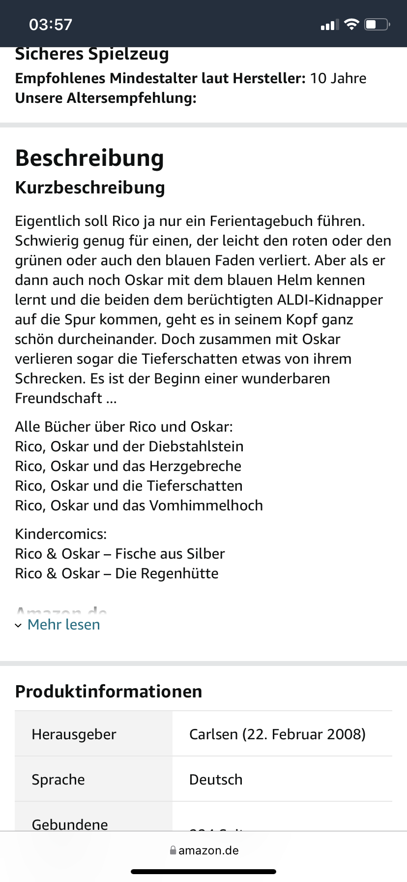Rico Oskar Und Die Tieferschatten Inhaltsangabe