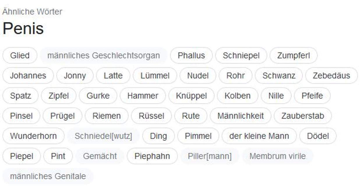 Synonym für Penis? (Sex, Deutsch, Sprache)