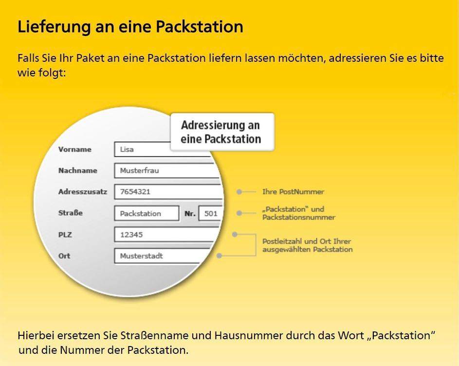 Keine Adresse sondern Packstation? (Post, DHL)