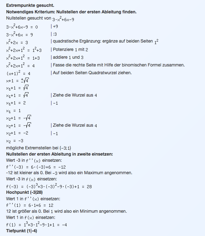 Wie kann man das lokale/globale Maximum/Minimum möglichst leicht