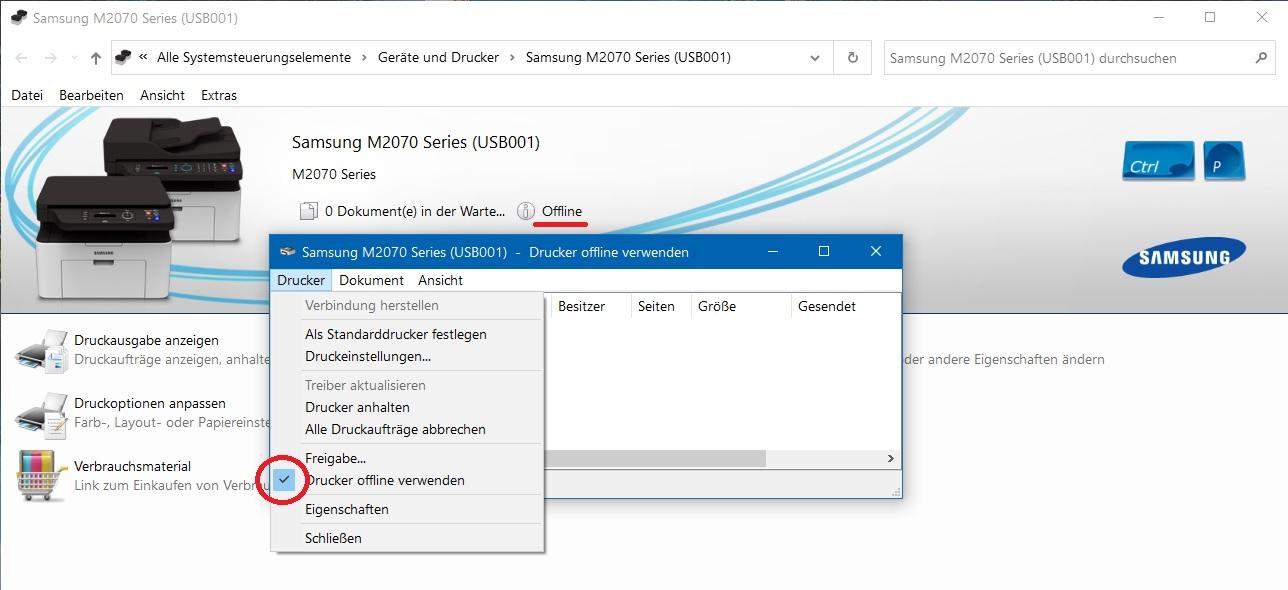 Warum wird Drucker in Einstellungen als offline angezeigt und druckt ...