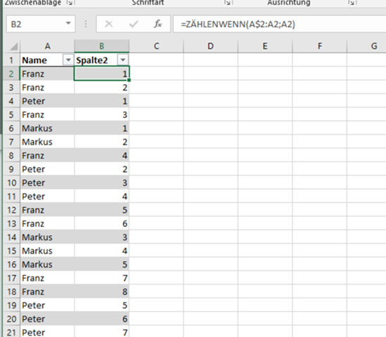 Excel - zum wievielten mal kommt Wert vor? (Formel, Microsoft Excel)