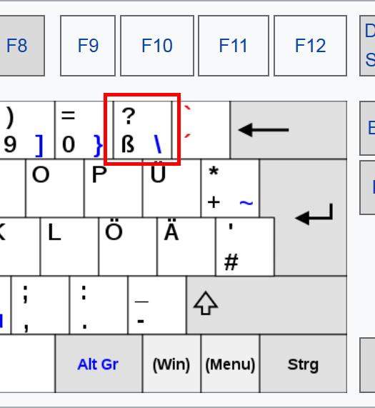 Wie schreibe ich ein scharfes s bei einer windows tastastur? (Computer