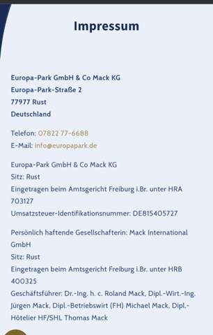 Bankverbindung Europapark? (Freizeitpark)