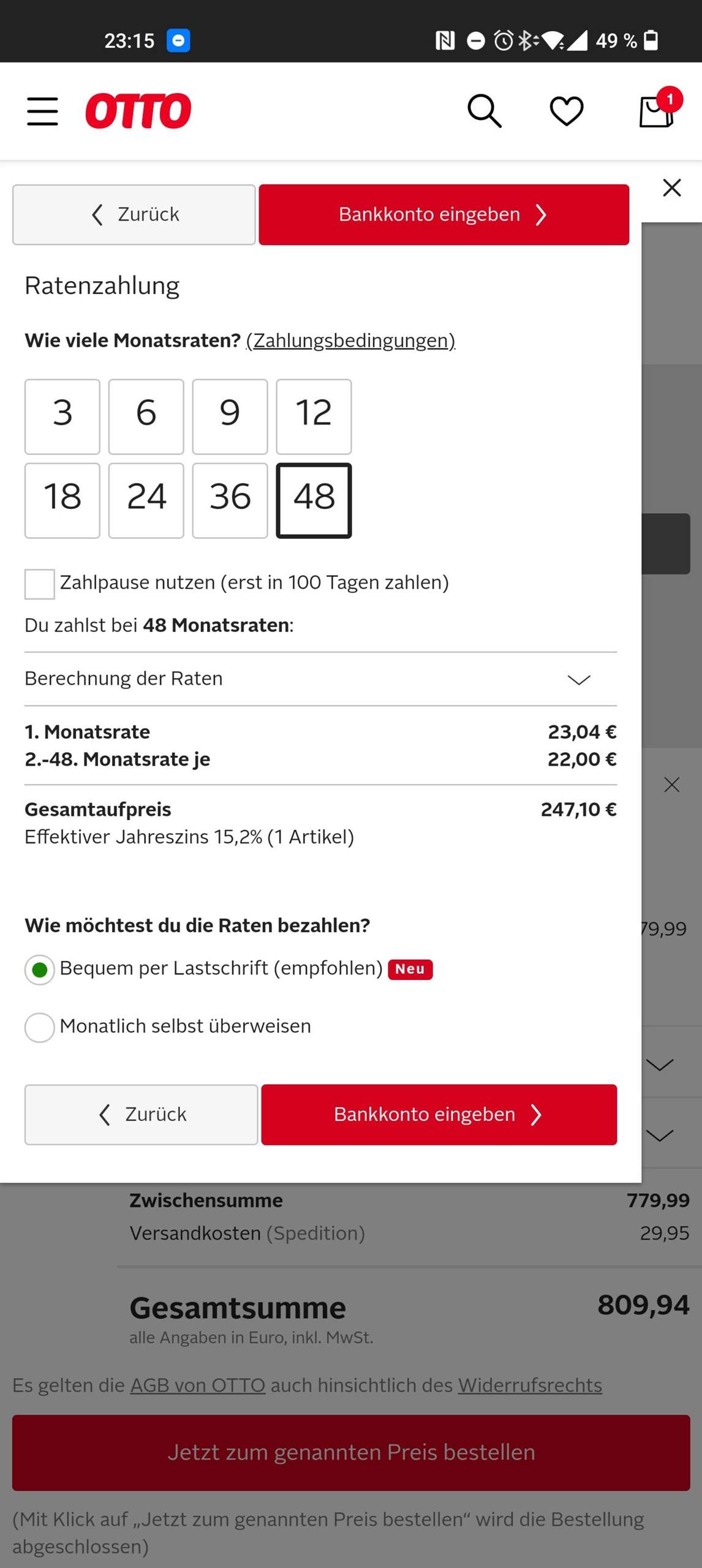 In wie vielen raten kann man bei Otto Marktplatz zahlen? (Ratenzahlung)