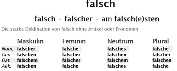 Falschen Gibt es eine Steigerungsform von