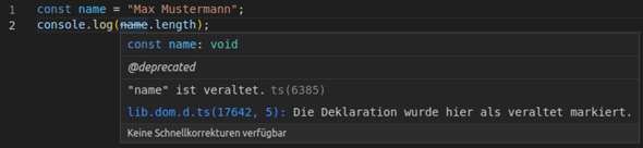 JavaScript, warum streicht VSC Text durch? (programmieren)