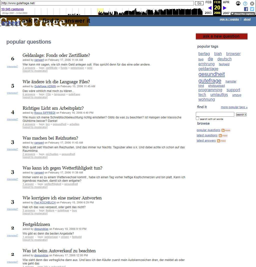 Wie war GuteFrage vor 15 Jahren? (Technik, Internet, Menschen)