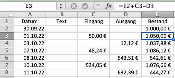  - (Microsoft Excel, Formel, Buchhaltung)