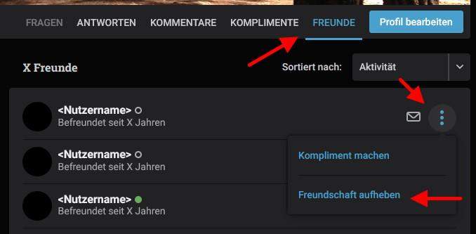 Wie kann man Freunde löschen? (entfernen)