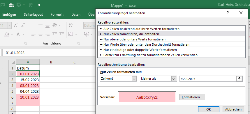 Excel Wenn Datum überschritten Dann Rot www.gutefrage.net