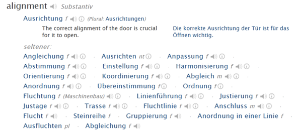 Alignment auf deutsch? (Übersetzung, Wortbedeutung, Englisch-Deutsch)