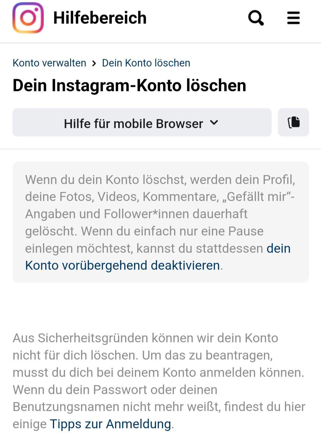 Instagram Account löschen, Tipps? (App, Facebook, Konto)