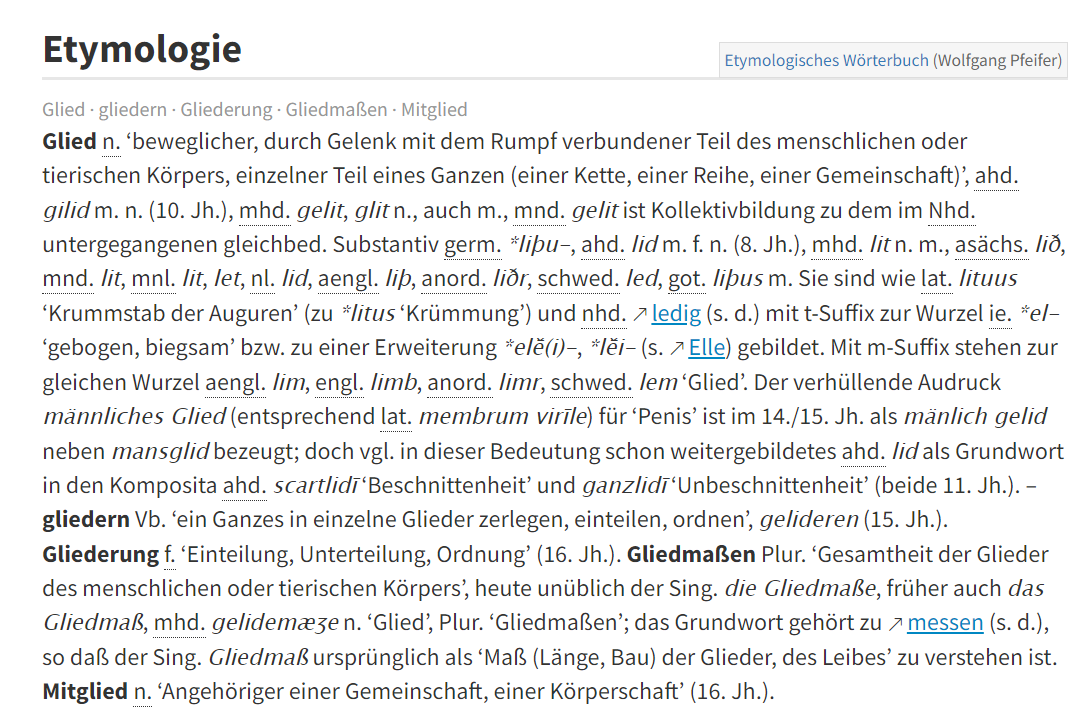 Woher stammt das Wort Mitglied? (Sprache, Verein, Mitglieder)