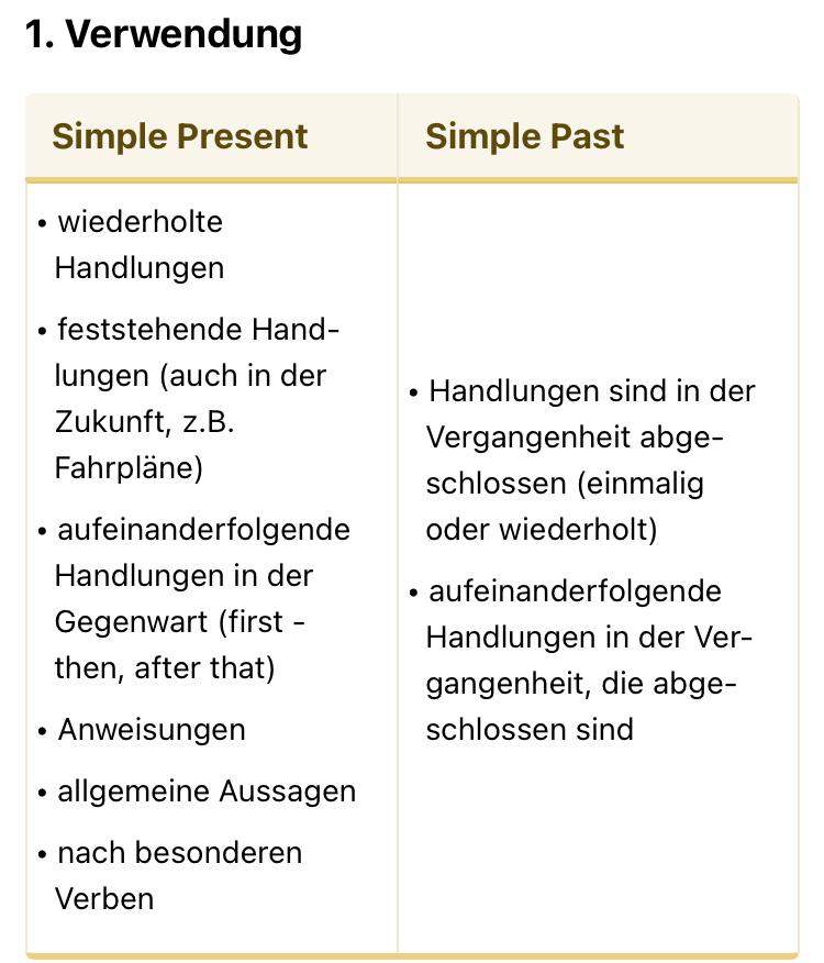 Wann benützt man Present simple und Past simple? (Zeitformen, simple past)