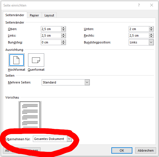 Word 365 Kopf- und Fußzeile Position für alle Seiten ändern? (Microsoft ...