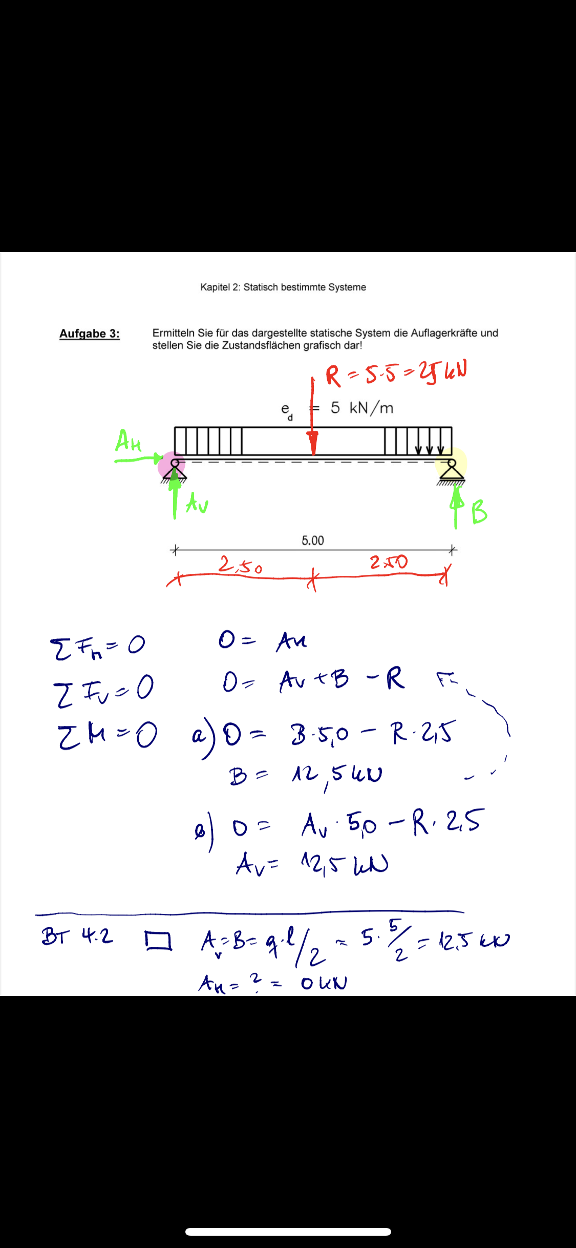 Auflagerkräfte berechnen (Baustatik? (Mathematik, Kraft, Statik)