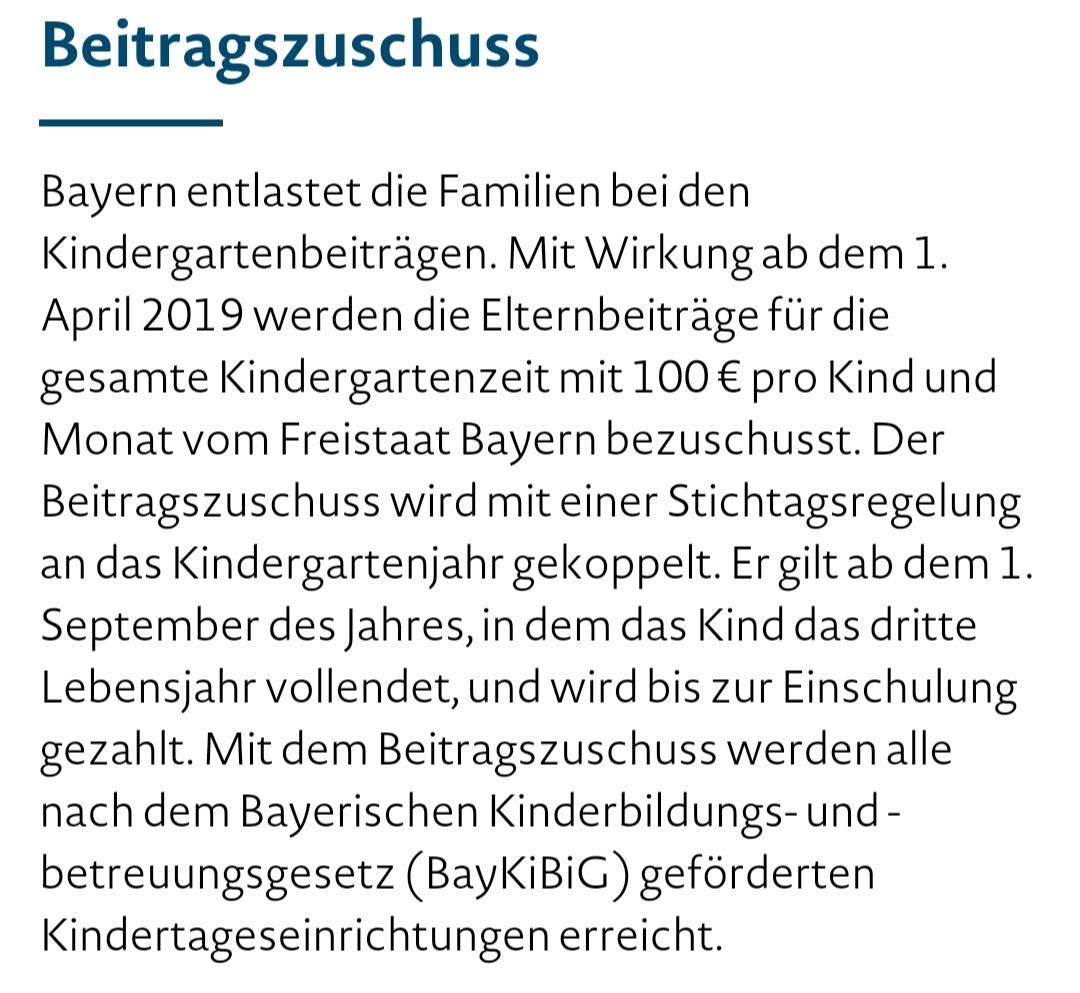 Kindergarten Zuschuss? (Staat)