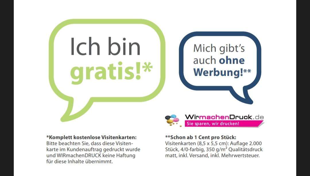 Wir machen Druck gratis Visitenkarten? (Werbung, Social Media, Design)