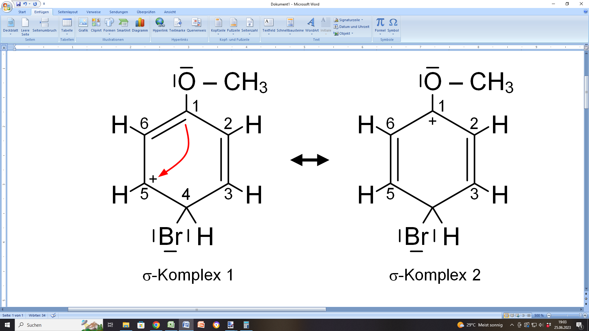 Mesomere Grenstrukturen beim σ-Komplex? (Chemie, Atom, Moleküle)