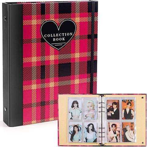 A5 Kpop fotokaartenmap, 6 ringbandalbum met 200 kaartsleuven, PU-lederen ringbandhoes met A5 Kpop fotokaartenmap, 6 ringbandalbum met 200 kaartsleuven, PU-lederen ringbandhoes met