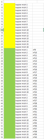 Excel automatisch wiederholende Zeilen ans Ende einfügen? (Formel ...